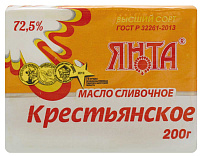  Масло сливочное 72,5% Крестьянское 200гр БЗМЖ